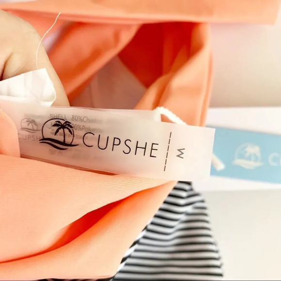 Cupshe Swimsuit Size Medium New Halter Tie Neck Gray Coral Vacay Beach Pool Trip - Picture 6 of 9